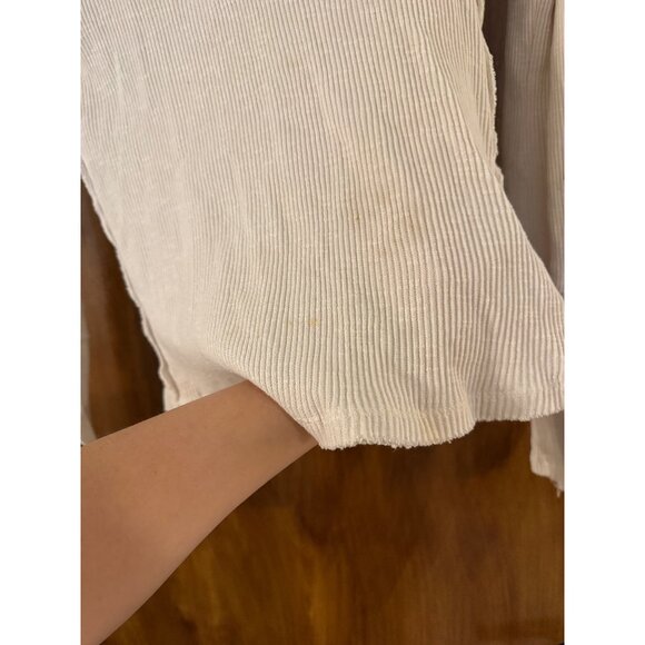 Free People Bohemian Cream Long-Sleeve Top Thermal Crochet Hood & Cuffs Size M G - Picture 5 of 8